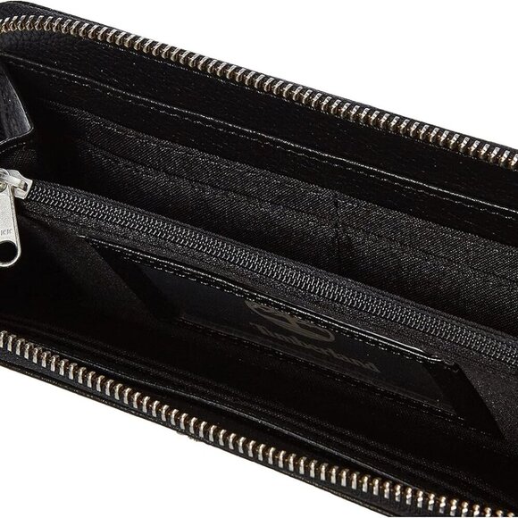 Women's Leather RFID Zip Around Wallet Clutch with Wristlet Strap - Picture 5 of 5